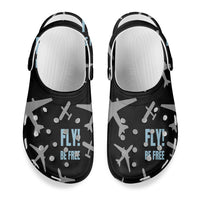 Thumbnail for Fly Be Free Black Designed Hole Shoes & Slippers (WOMEN)
