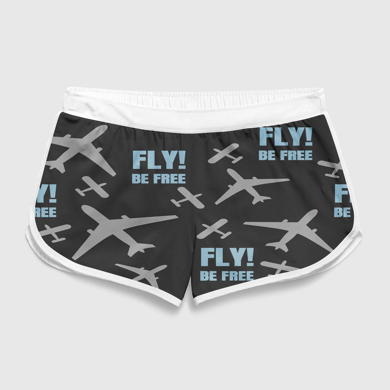 Fly Be Free Black Designed Women Beach Style Shorts