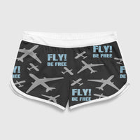 Thumbnail for Fly Be Free Black Designed Women Beach Style Shorts