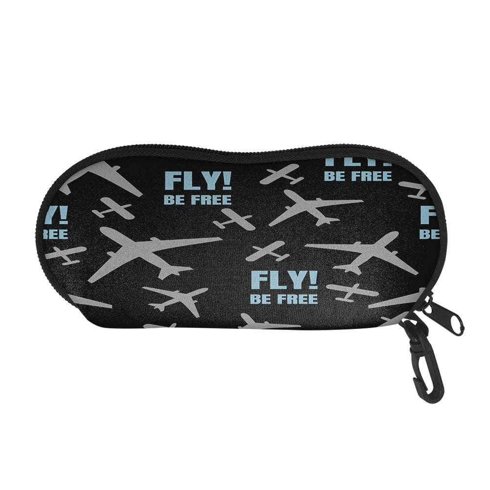 Fly Be Free Black Designed Glasses Bag