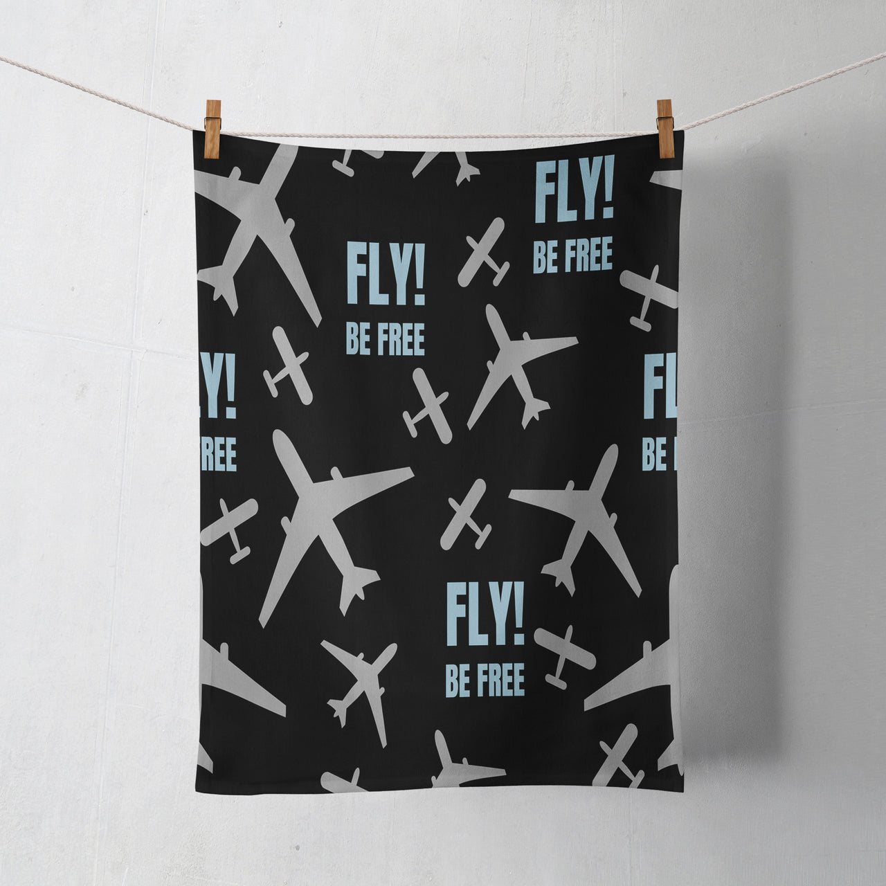 Fly Be Free Black Designed Towels