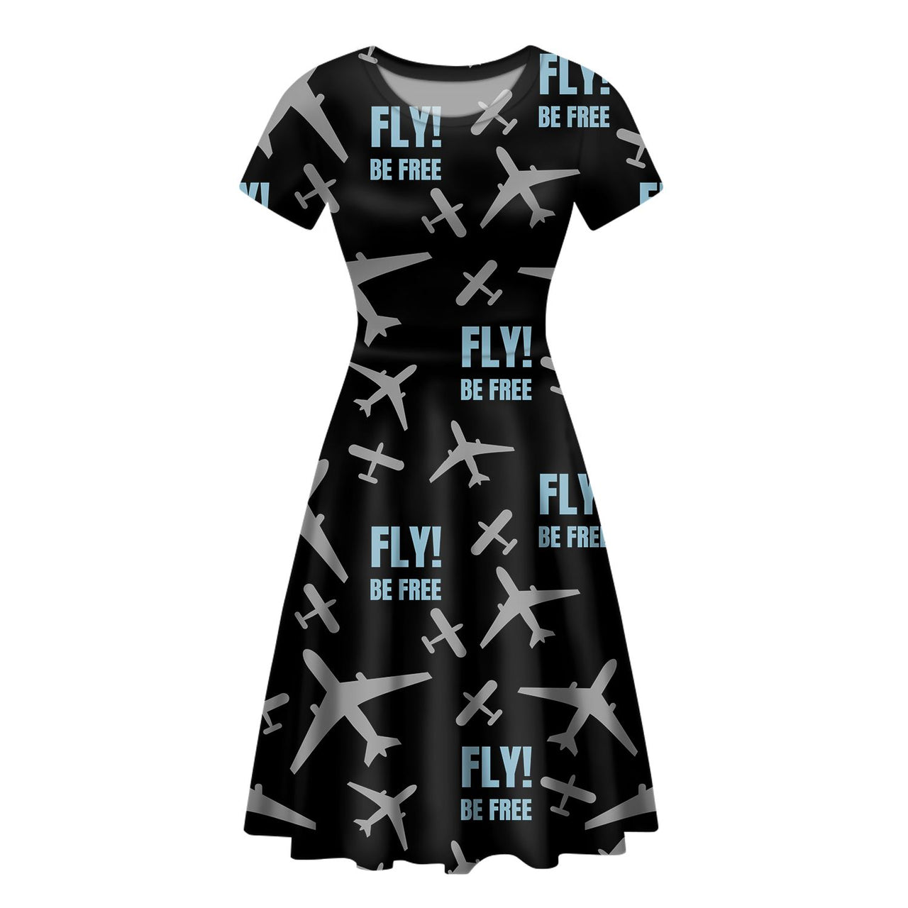 Fly Be Free Black Designed Women Midi Dress