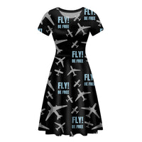 Thumbnail for Fly Be Free Black Designed Women Midi Dress