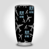 Thumbnail for Fly Be Free Black Designed Tumbler Travel Mugs