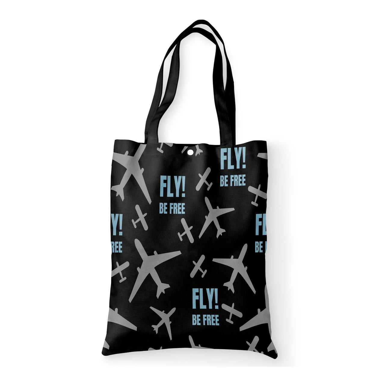 Fly Be Free Black Designed Tote Bags