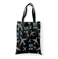Thumbnail for Fly Be Free Black Designed Tote Bags