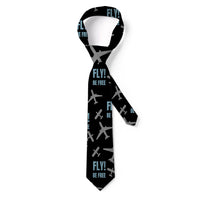 Thumbnail for Fly Be Free Black aviation design on premium silk blend tie.