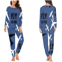 Thumbnail for Fly Be Free Blue Designed Women Pijamas