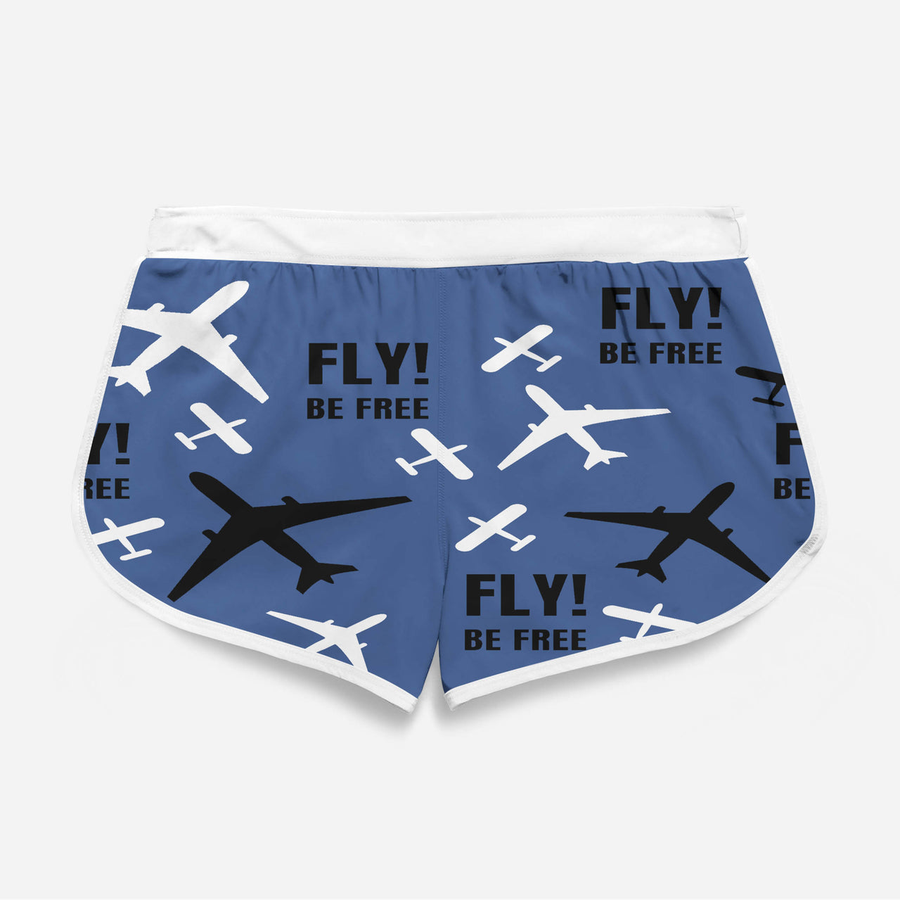 Fly Be Free Blue Designed Women Beach Style Shorts
