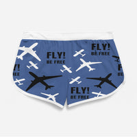 Thumbnail for Fly Be Free Blue Designed Women Beach Style Shorts