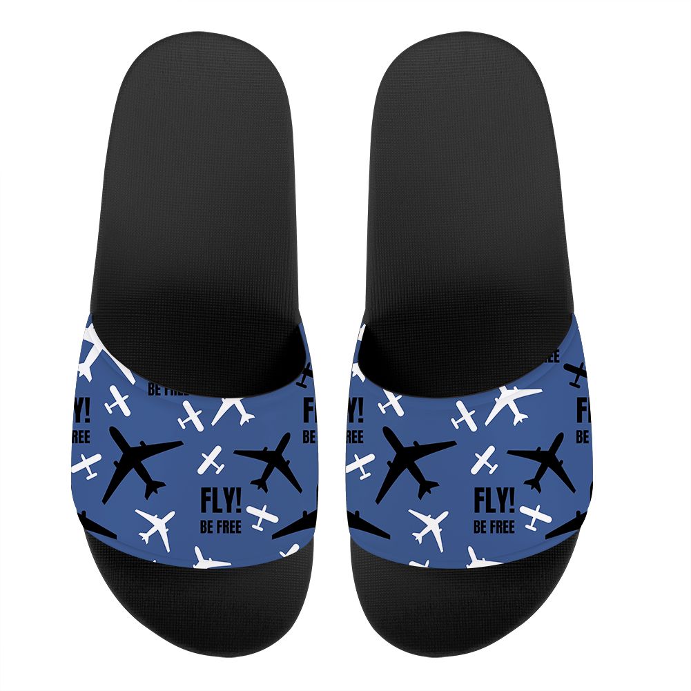 Fly Be Free Blue Designed Sport Slippers