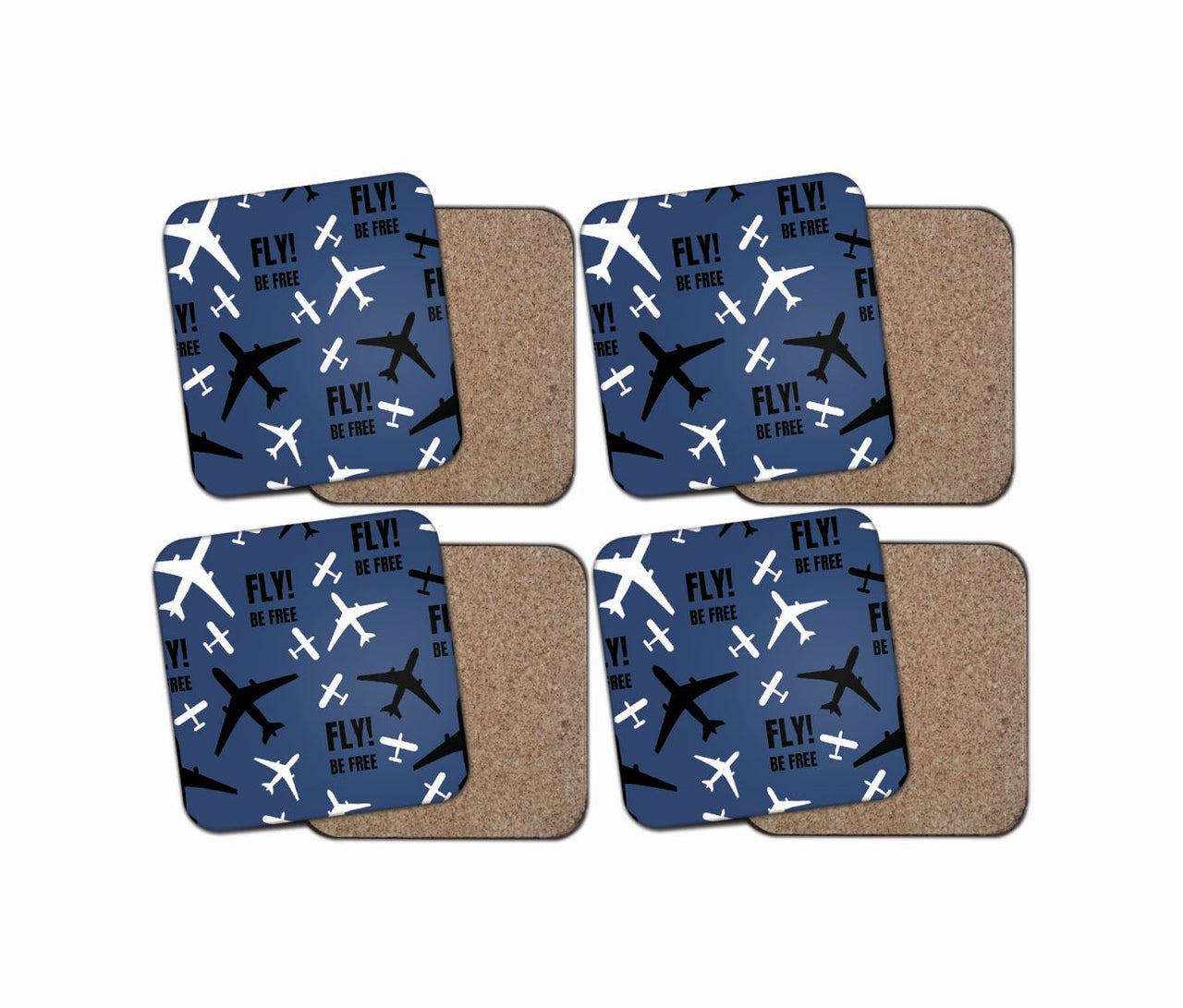 Fly Be Free Blue Designed Coasters