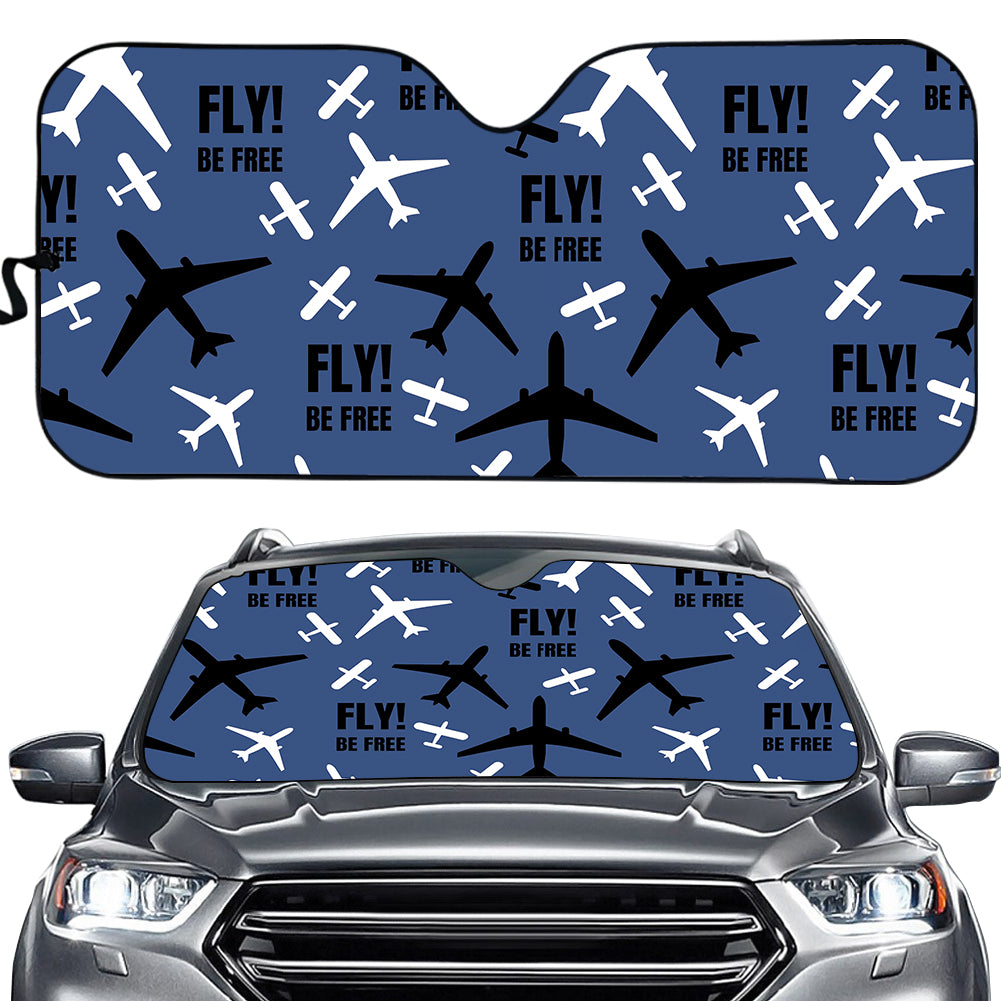 Fly Be Free Blue Designed Car Sun Shade
