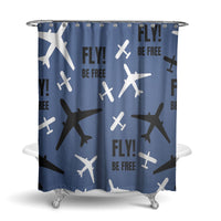 Thumbnail for Fly Be Free Blue Designed Shower Curtains