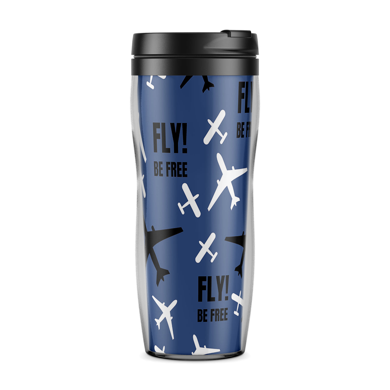 Fly Be Free Blue Designed Travel Mugs