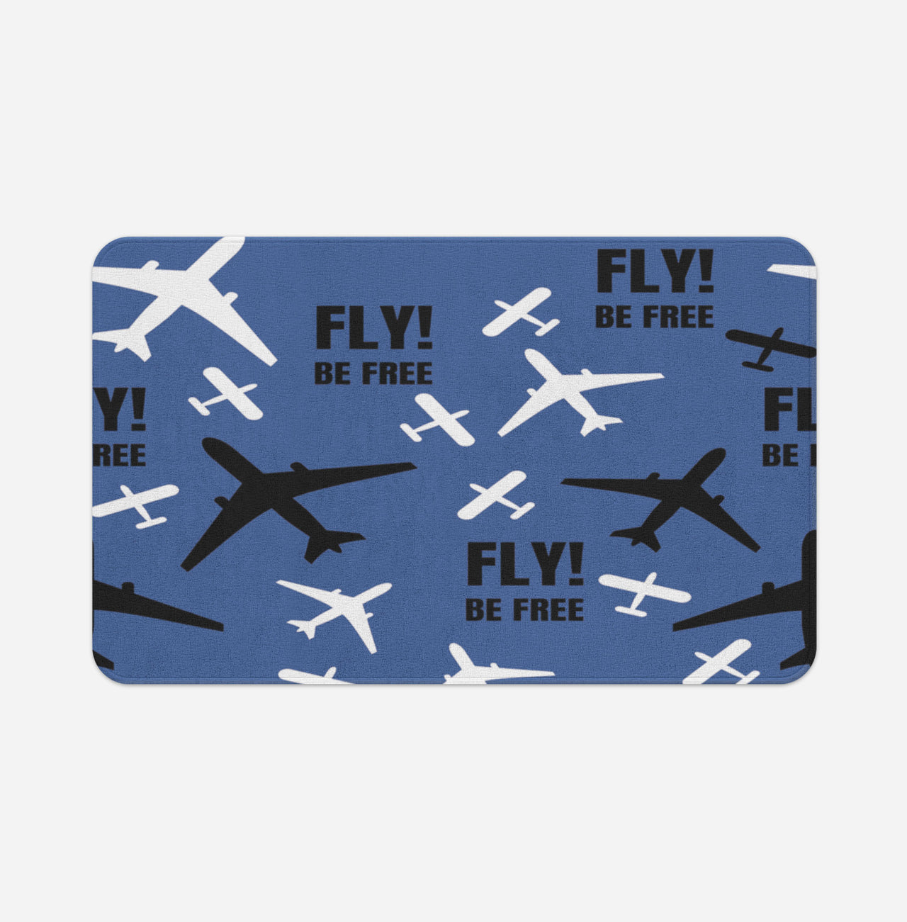 Fly Be Free Blue Designed Bath Mats