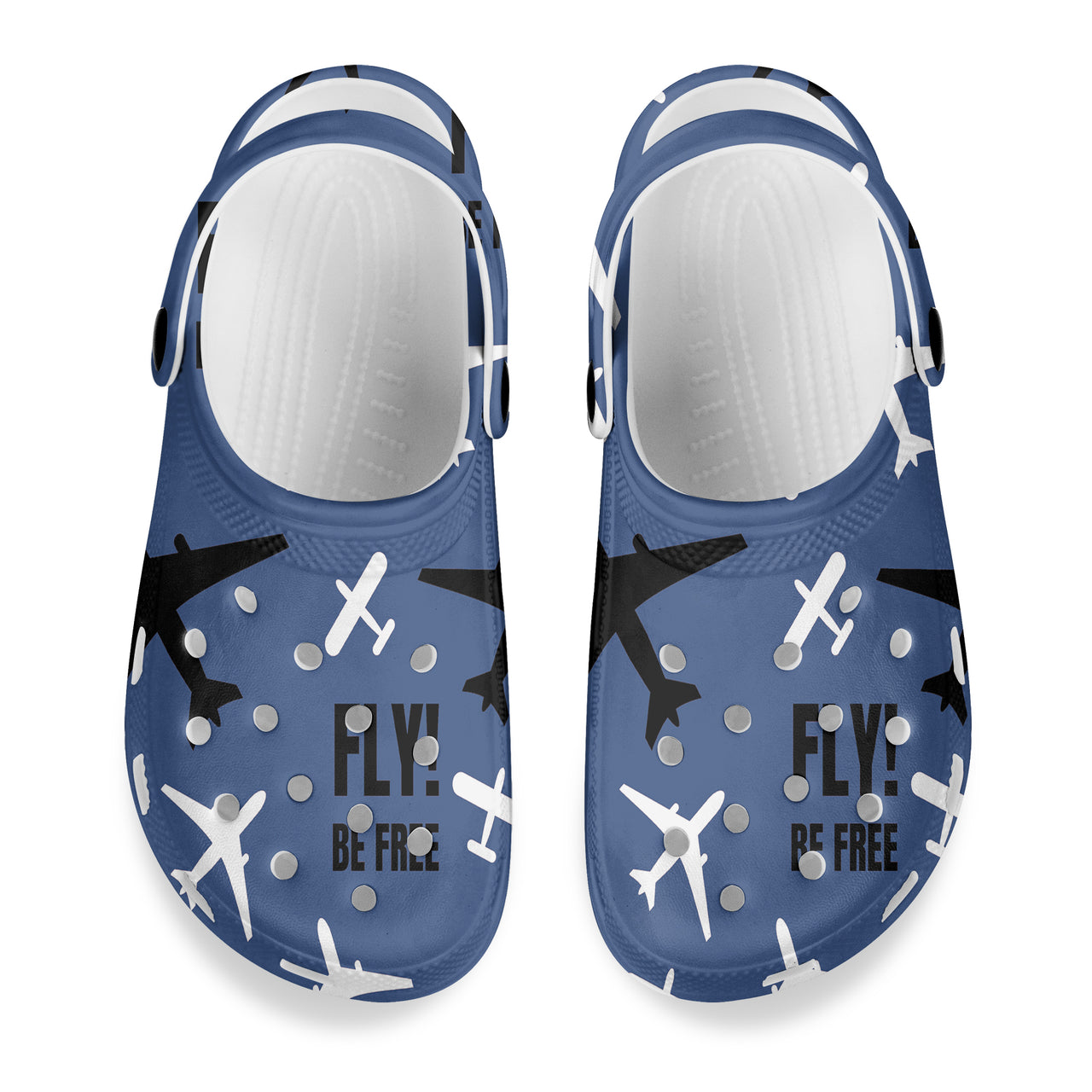 Fly Be Free Blue Designed Hole Shoes & Slippers (MEN)
