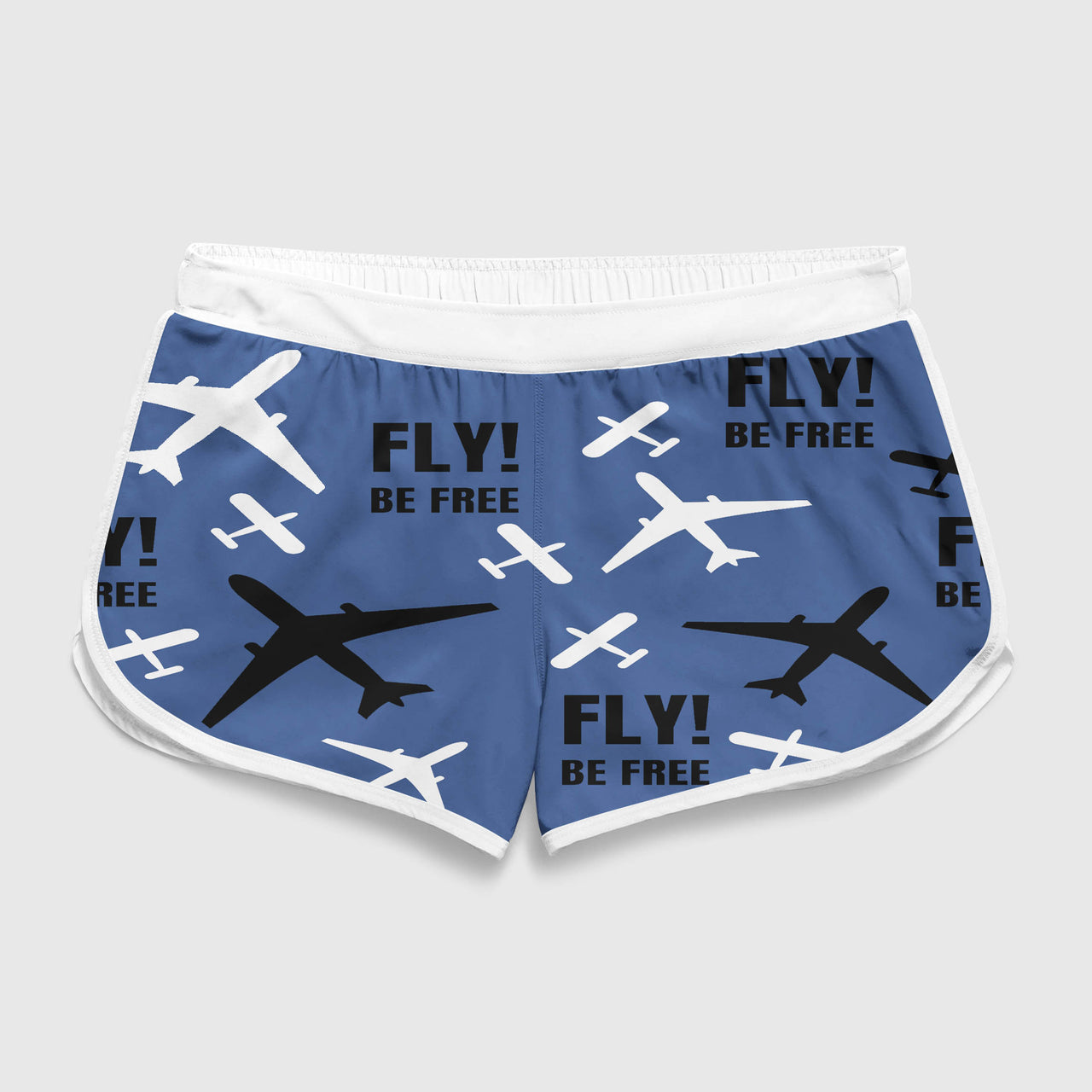 Fly Be Free Blue Designed Women Beach Style Shorts