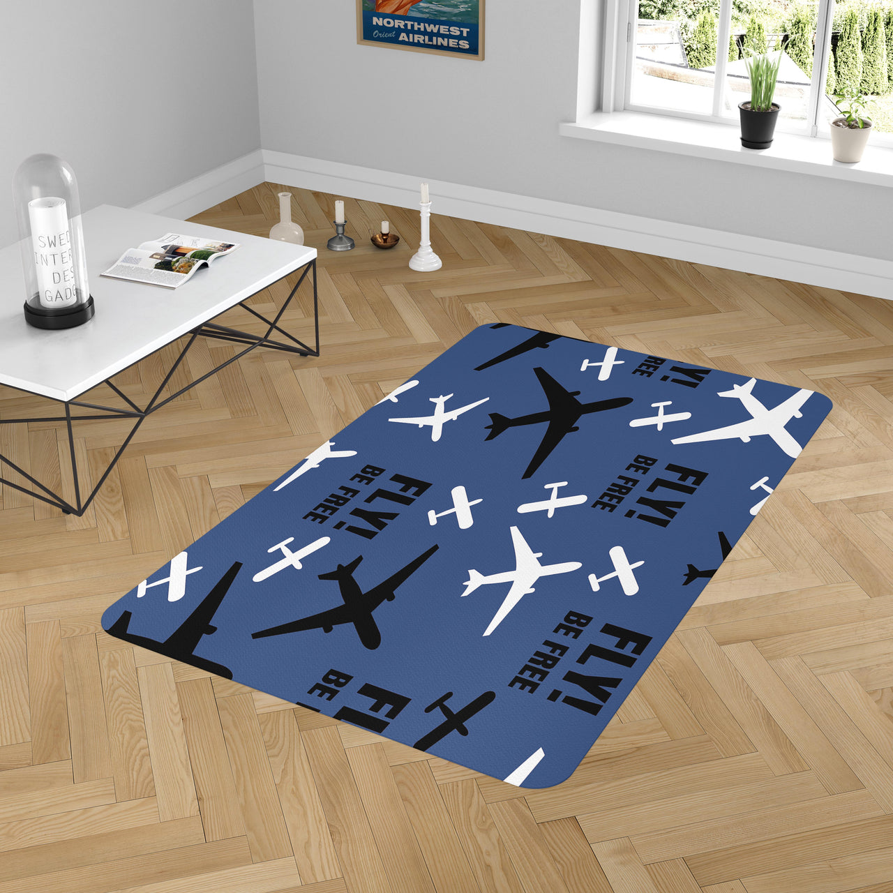 Fly Be Free (Blue) Designed Carpet & Floor Mats