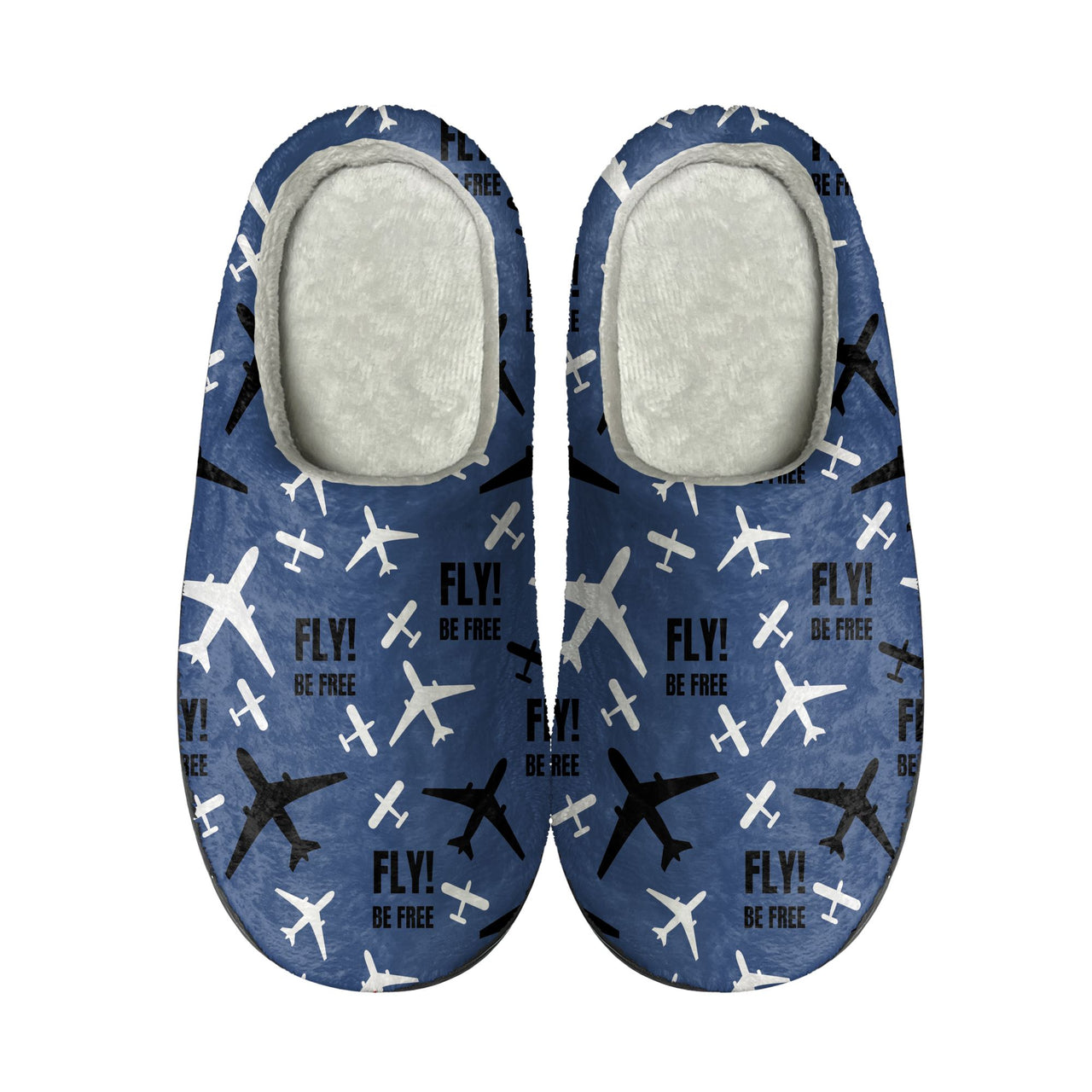 Fly Be Free Blue Designed Cotton Slippers