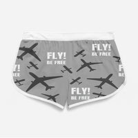 Thumbnail for Fly Be Free Gray Designed Women Beach Style Shorts