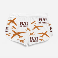 Thumbnail for Fly Be Free Orange & Brown Designed Women Beach Style Shorts