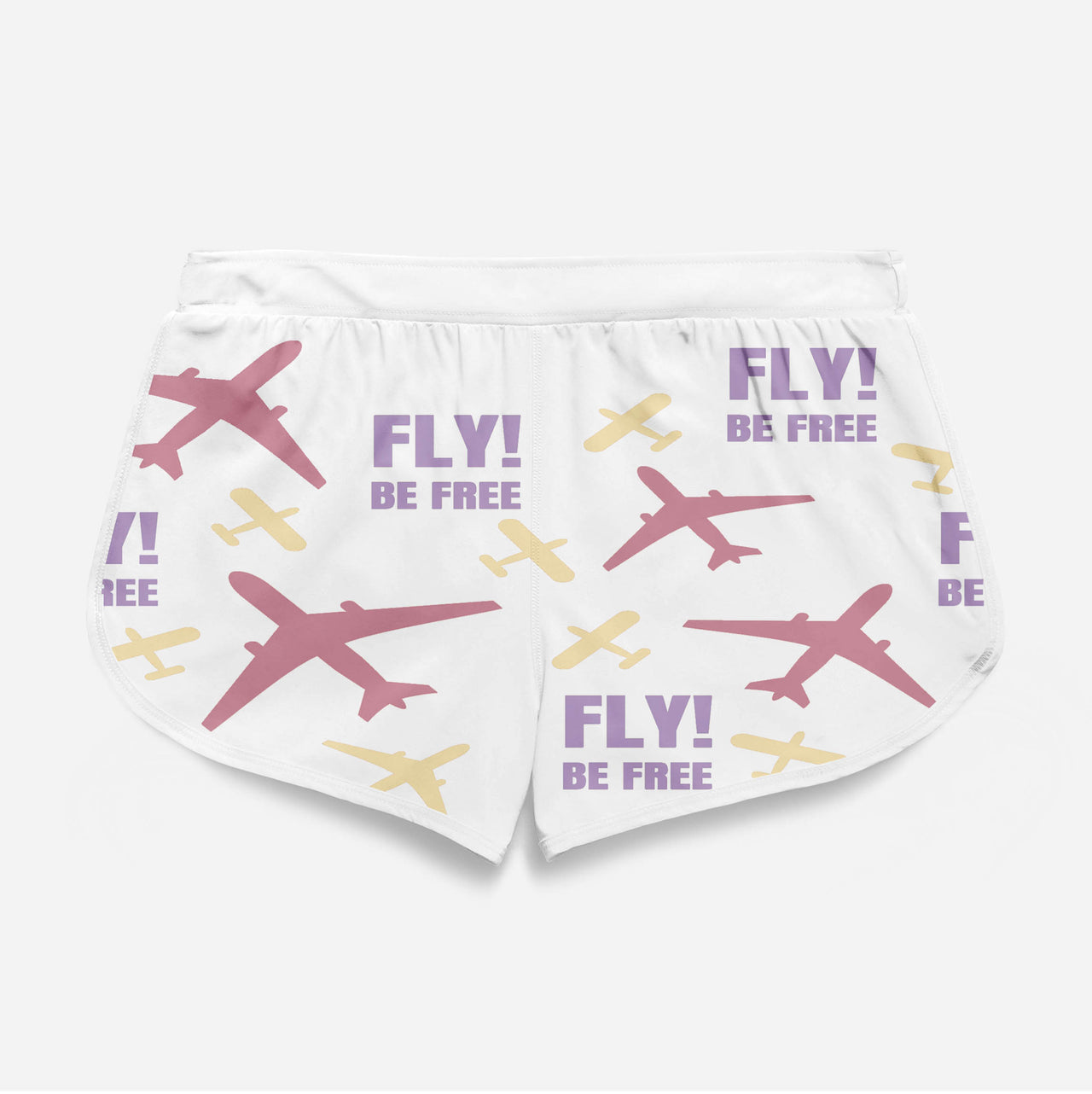 Fly Be Free Pink & Purple Designed Women Beach Style Shorts