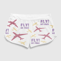 Thumbnail for Fly Be Free Pink & Purple Designed Women Beach Style Shorts