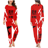 Thumbnail for Fly Be Free Red Designed Women Pijamas