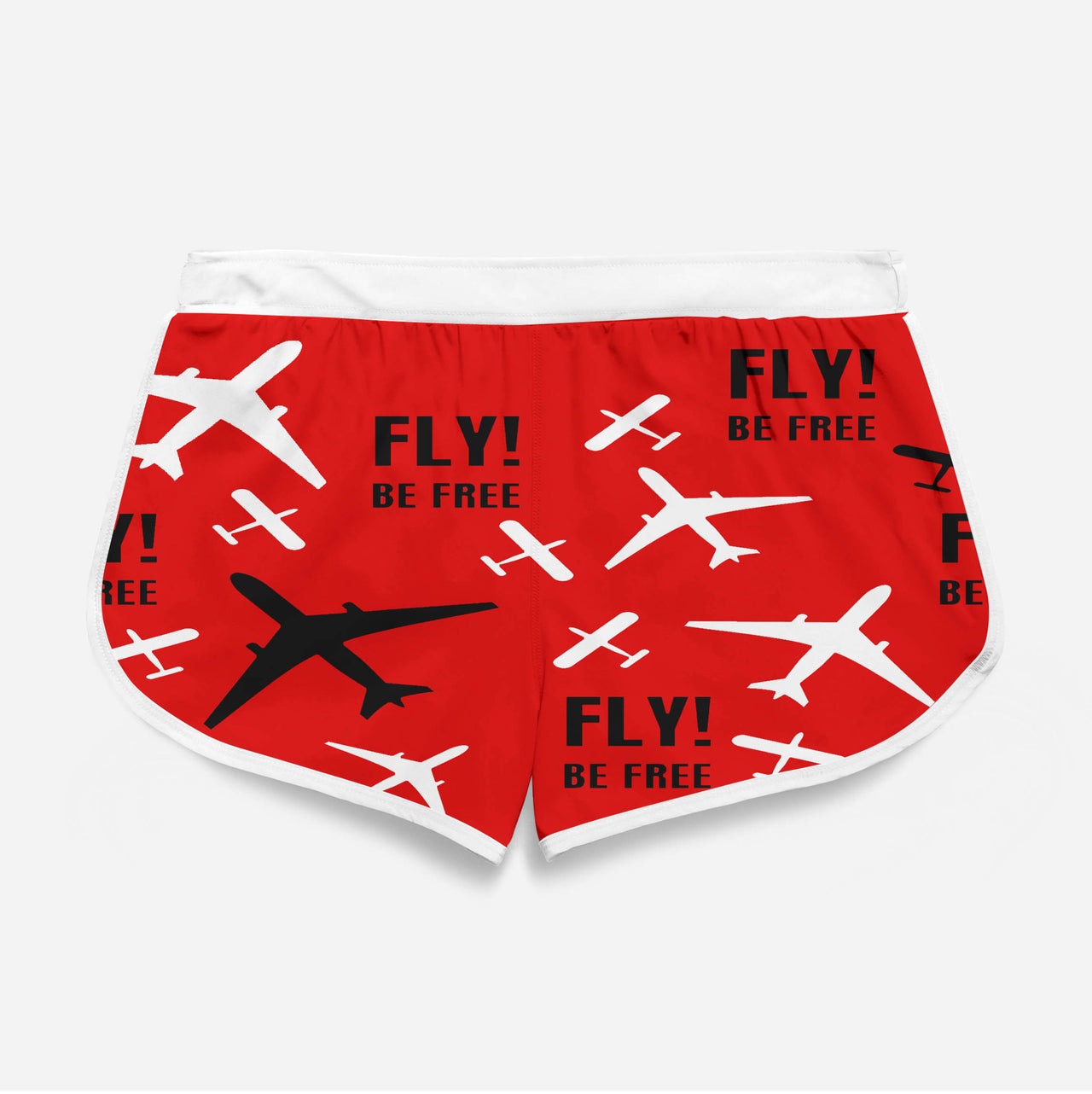 Fly Be Free Red Designed Women Beach Style Shorts