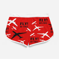 Thumbnail for Fly Be Free Red Designed Women Beach Style Shorts