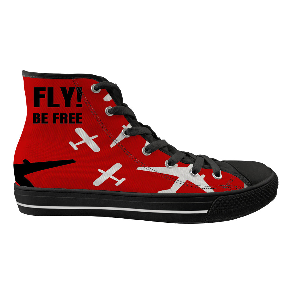 Fly Be Free Red Designed Long Canvas Shoes (Men)