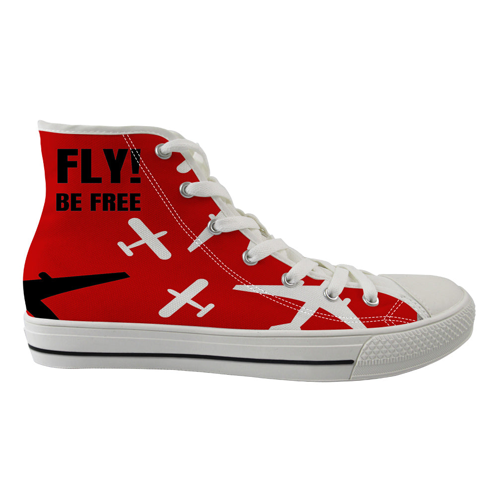 Fly Be Free Red Designed Long Canvas Shoes (Women)