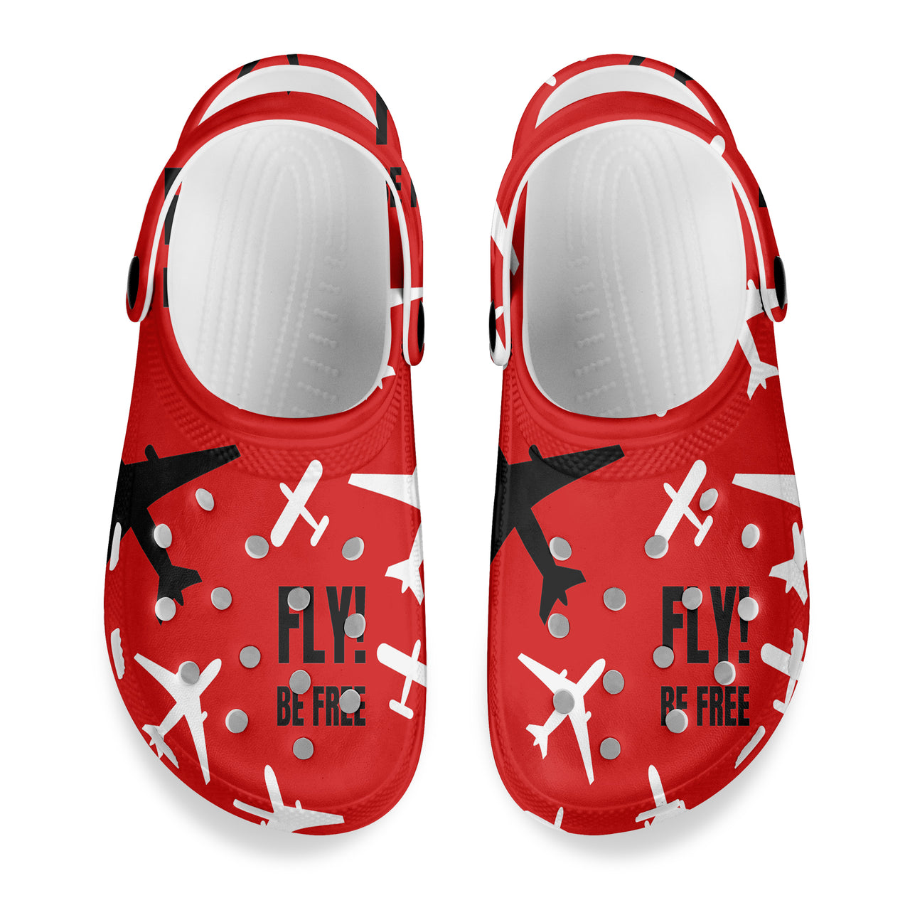 Fly Be Free Red Designed Hole Shoes & Slippers (WOMEN)