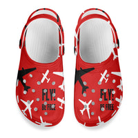 Thumbnail for Fly Be Free Red Designed Hole Shoes & Slippers (WOMEN)