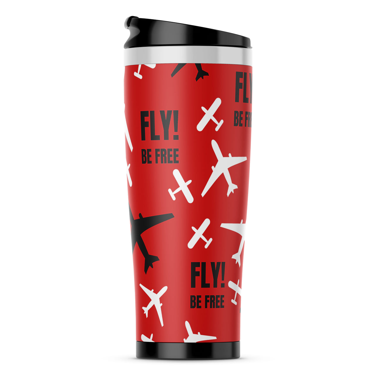 Fly Be Free Red Designed Travel Mugs