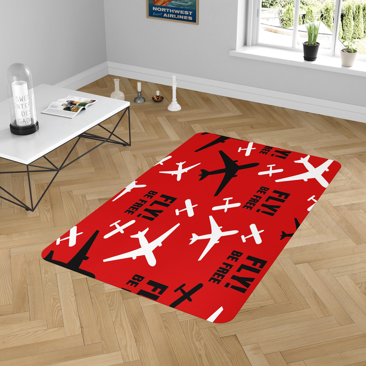 Fly Be Free (Red) Designed Carpet & Floor Mats