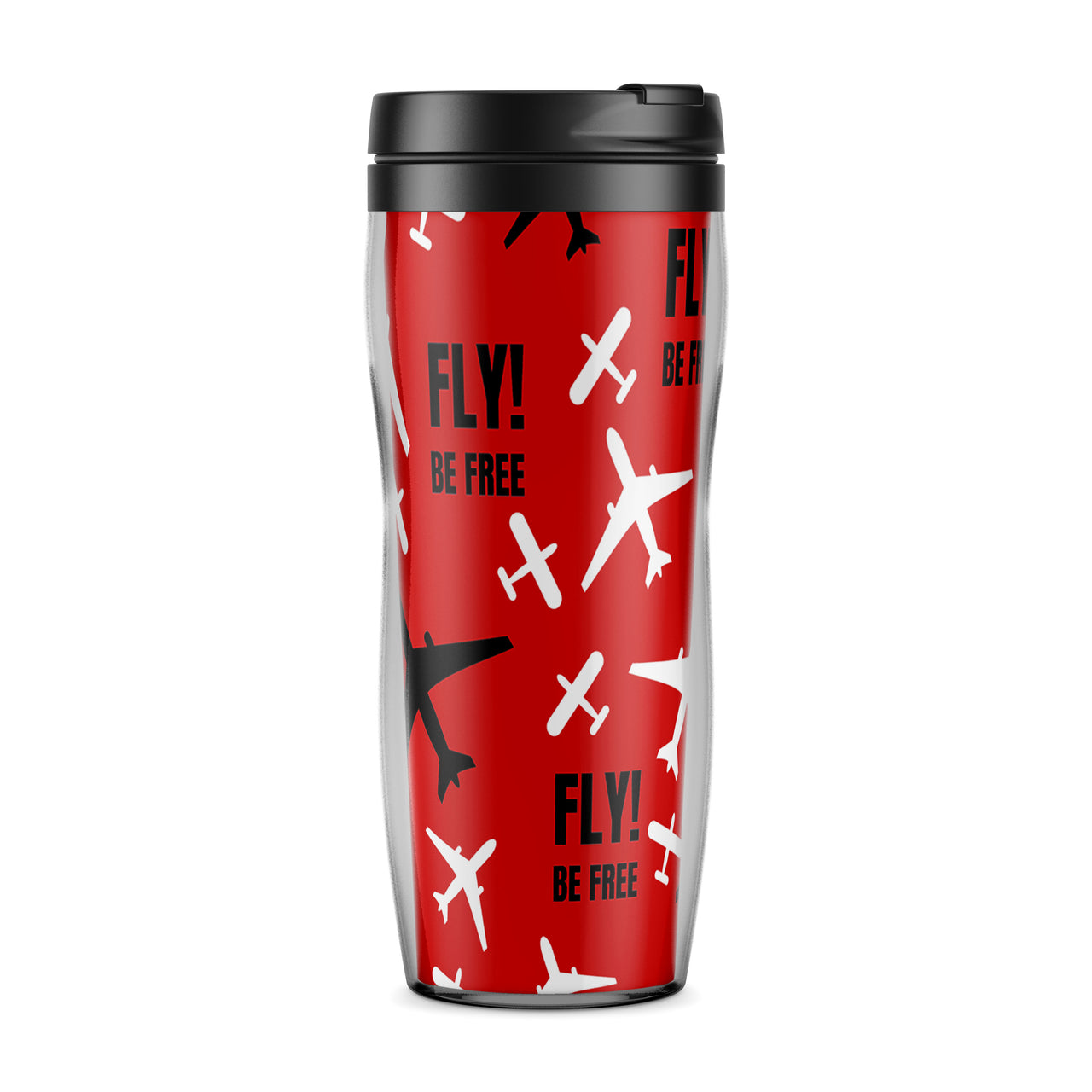 Fly Be Free Red Designed Travel Mugs