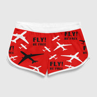 Thumbnail for Fly Be Free Red Designed Women Beach Style Shorts