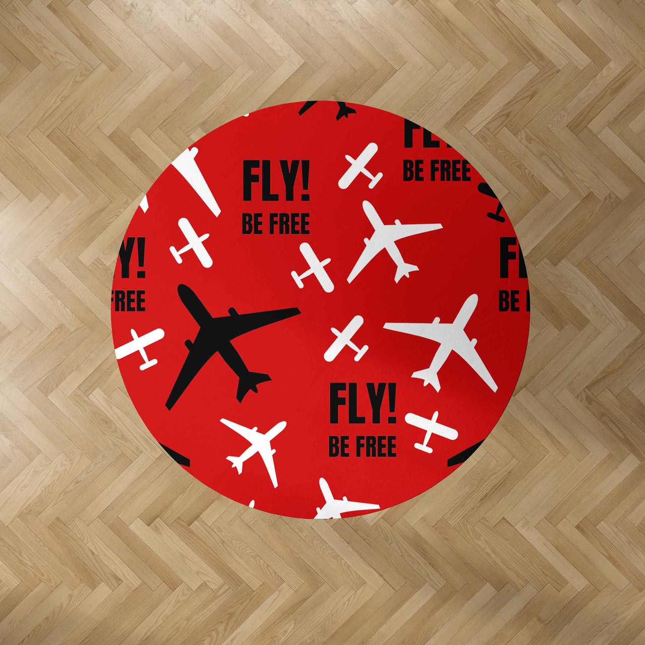 Fly Be Free Red Designed Carpet & Floor Mats (Round)