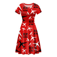 Thumbnail for Fly Be Free Red Designed Women Midi Dress