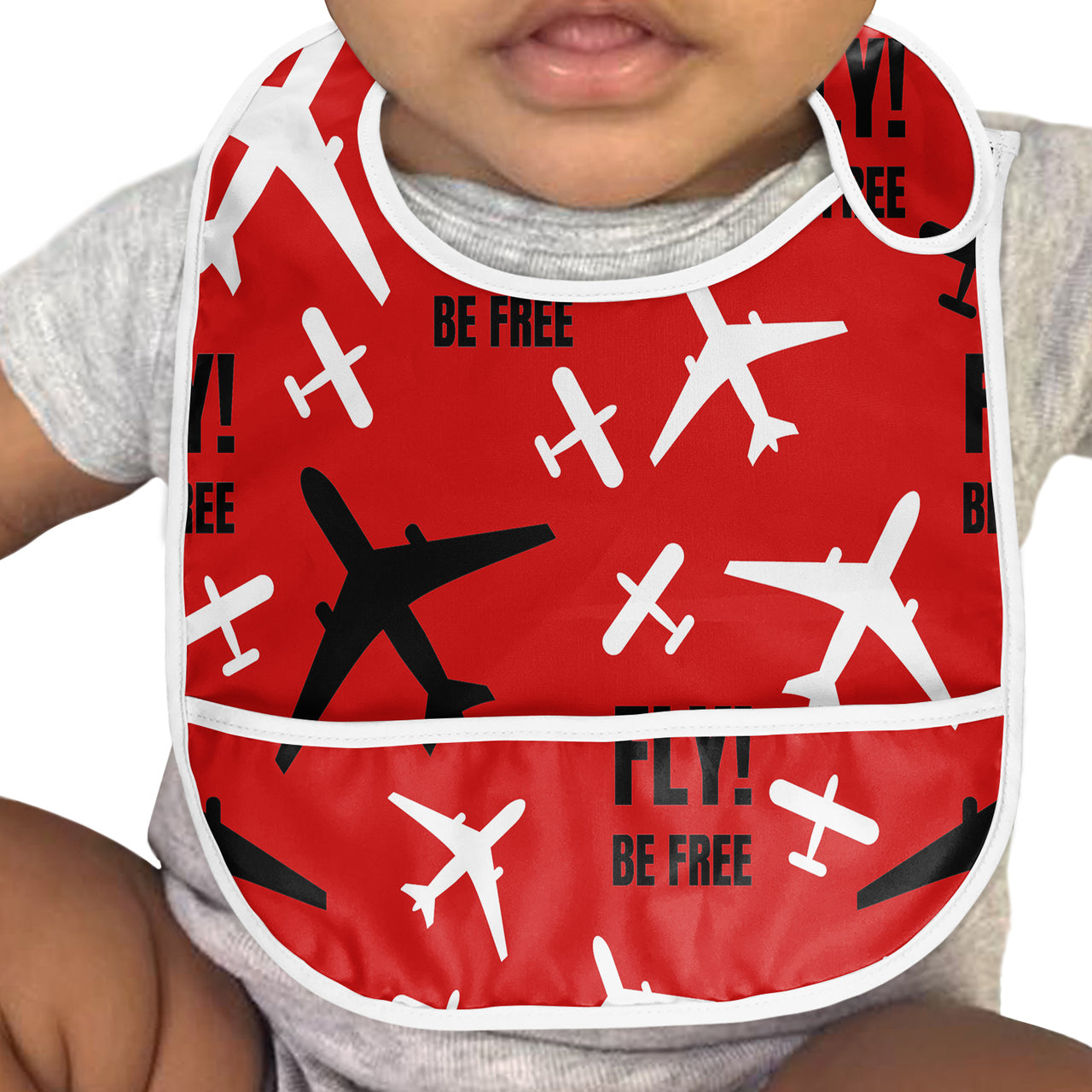Fly Be Free Red Designed Baby Bib