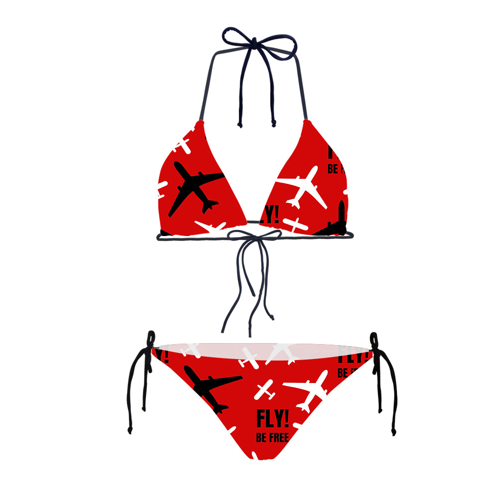 Fly Be Free Red Designed Triangle Bikini