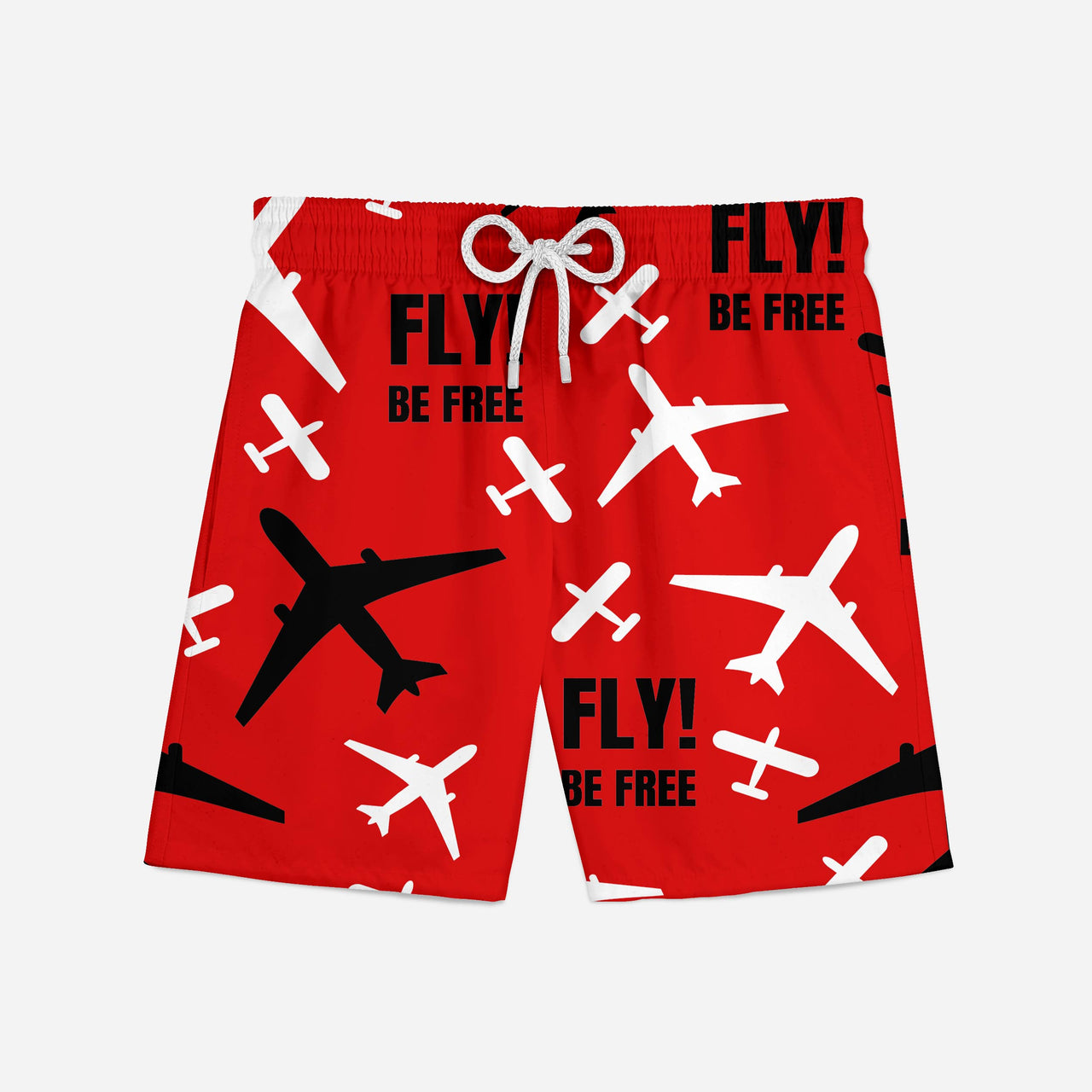 Fly Be Free (Red) Swim Trunks & Shorts