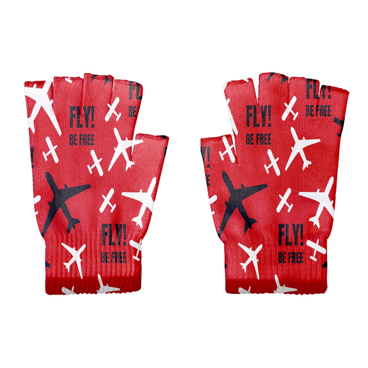 Fly Be Free Red Designed Cut Gloves