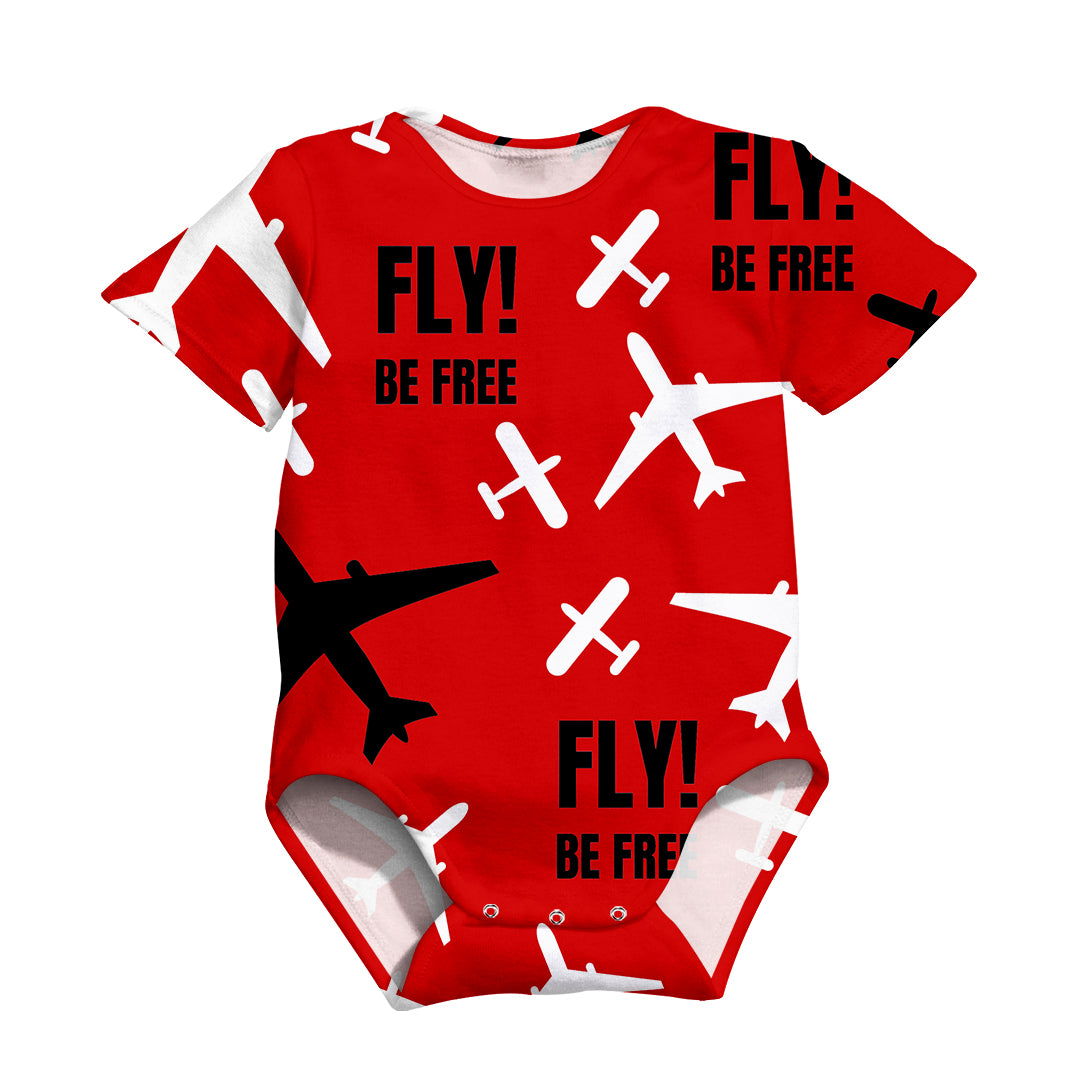 Fly Be Free Red Designed 3D Baby Bodysuits