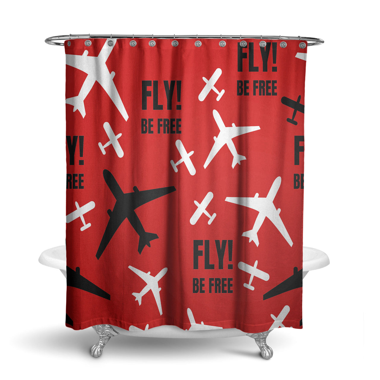 Fly Be Free Red Designed Shower Curtains