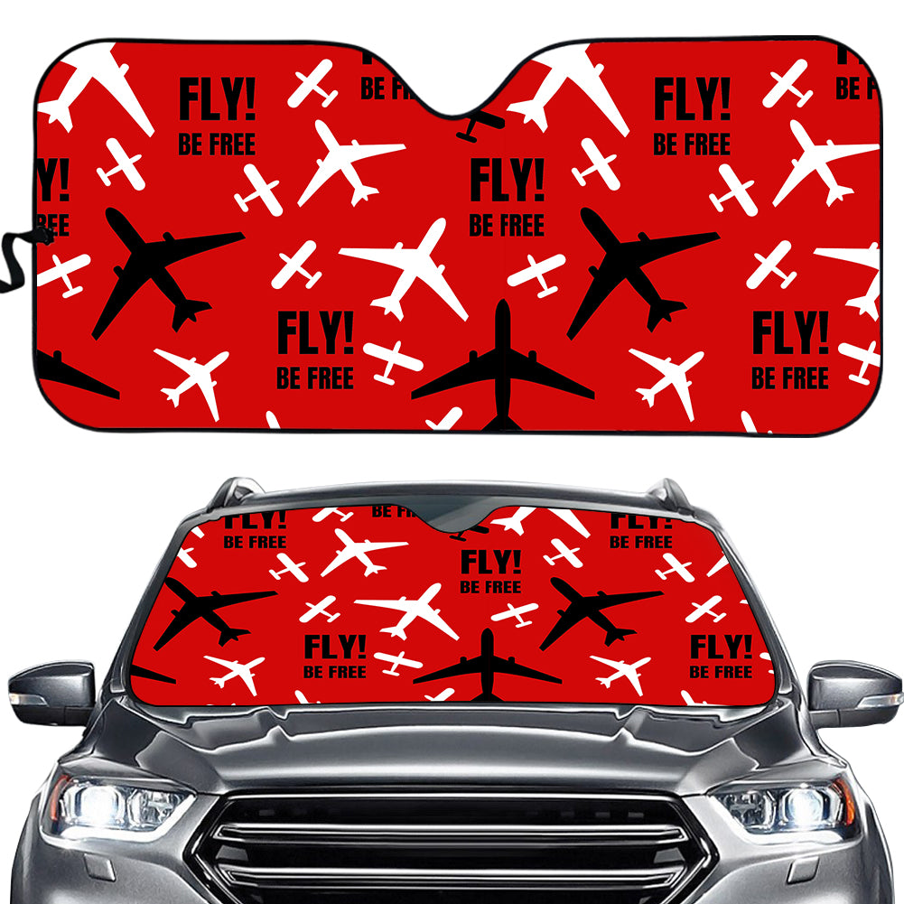 Fly Be Free Red Designed Car Sun Shade