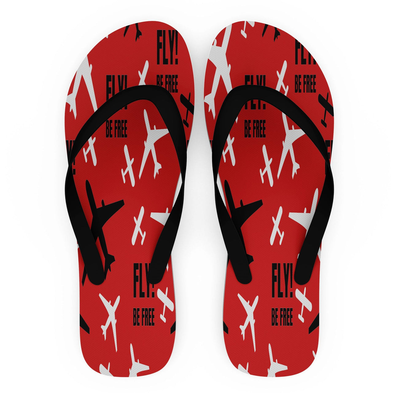 Fly Be Free Red Designed Slippers (Flip Flops)