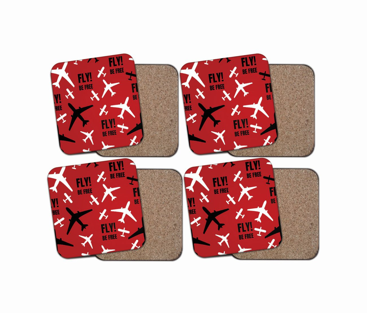Fly Be Free Red Designed Coasters